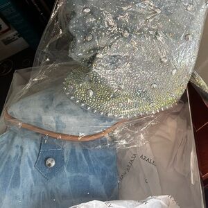 Embellished Denim Over the Knee Boots